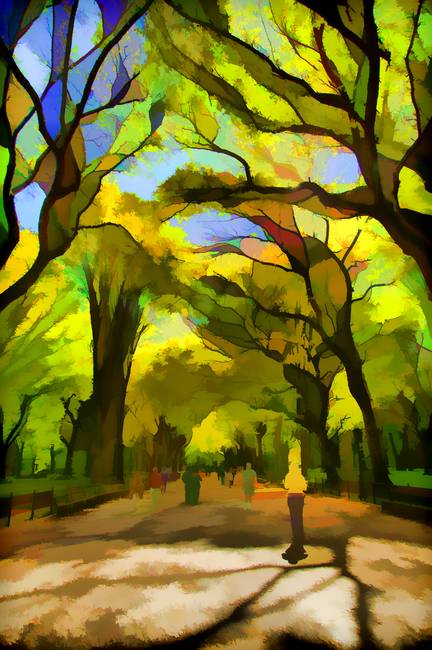 Central Park's Literary Stroll on an Autumn Day Artwork.